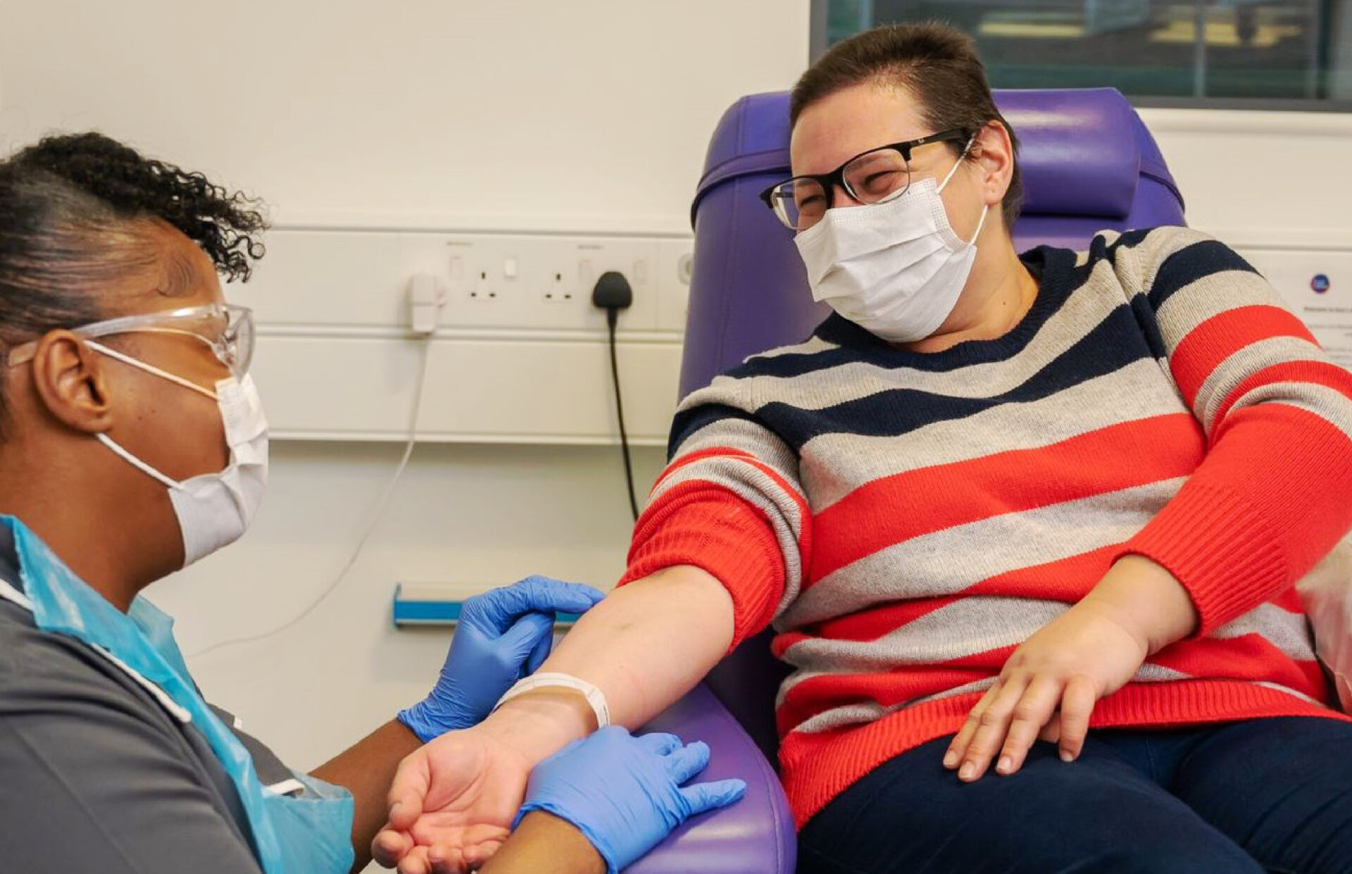 Patient receiving treatment at Guy's Cancer Centre