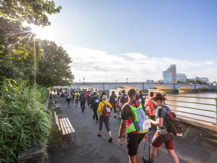 People participating on the Thames Bridges Trek