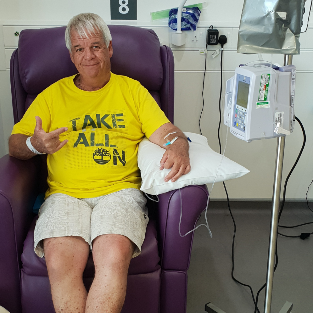 Image of Geoff receiving his first round of chemo