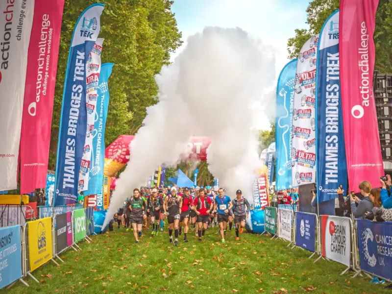 Ultra challenge runners setting off on their race.